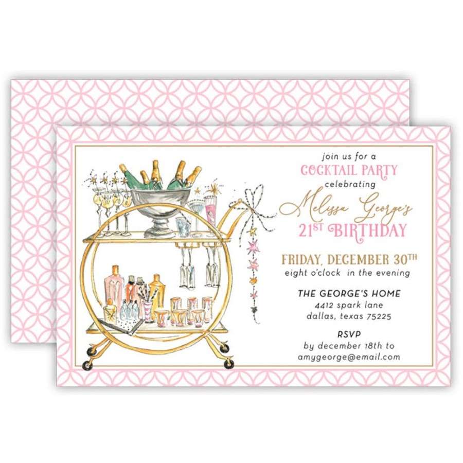 Invitations Rosanne Beck | New Years Bar Cart Large Flat Invitation