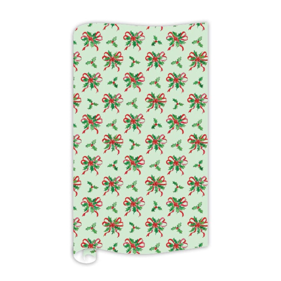 Seasonal Rosanne Beck | Holly With Bow Pattern Wrapping Paper