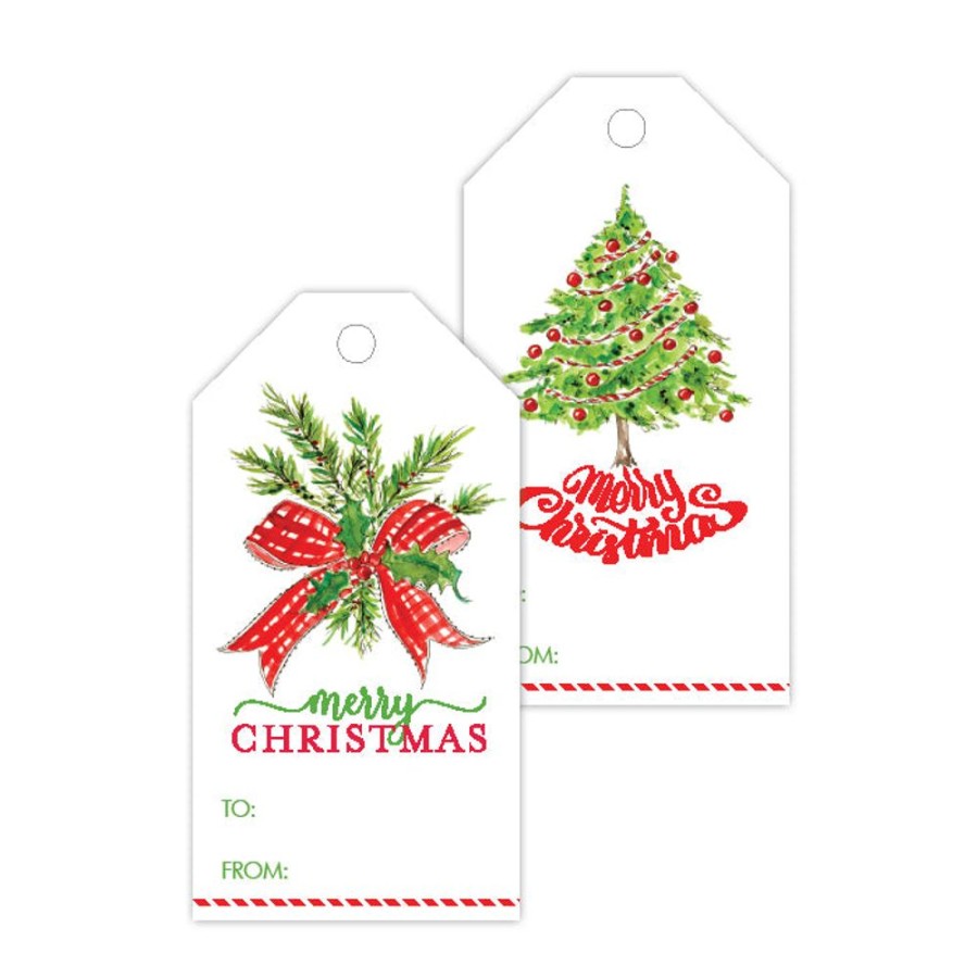 Seasonal Rosanne Beck | Merry Christmas Tree Mistletoe Gift Tags