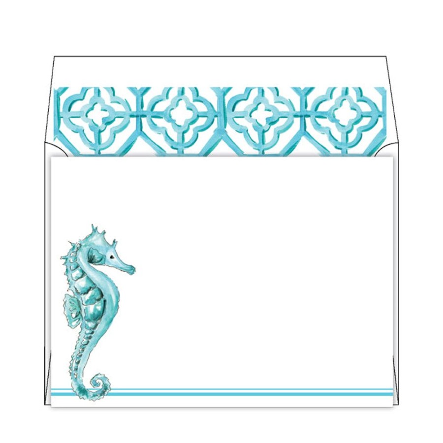 Notes & Pads Rosanne Beck | Handpainted Sea Horse Flat Note Stationery