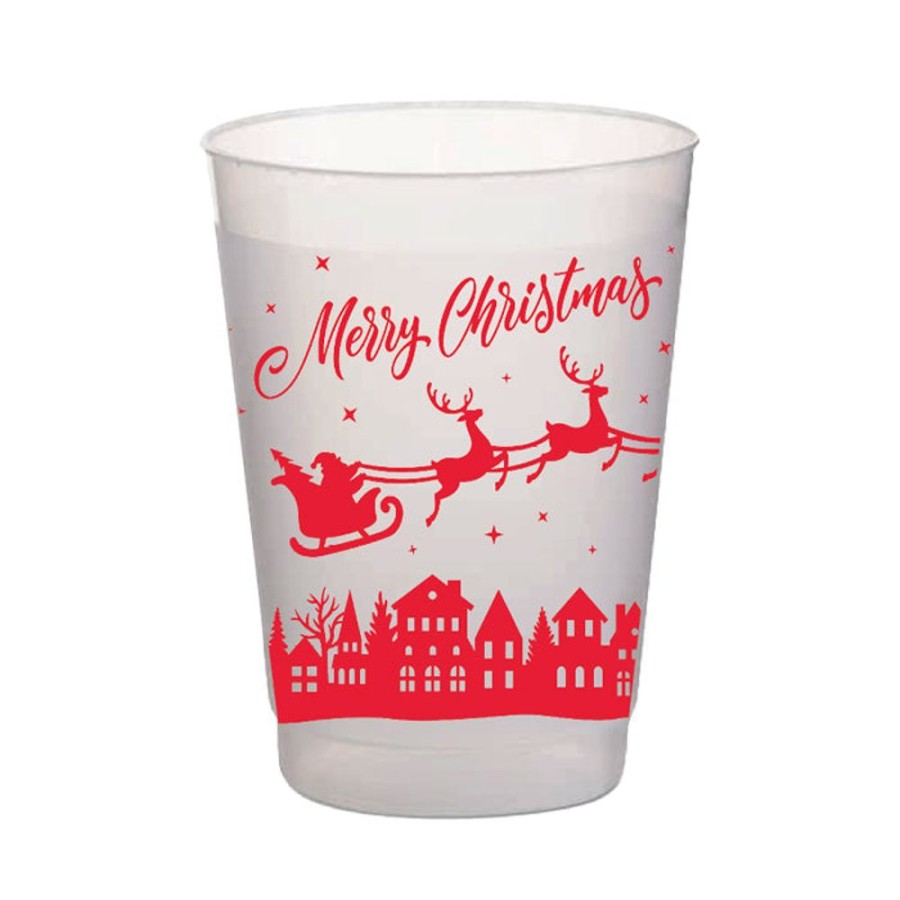 Seasonal Rosanne Beck | Merry Christmas Santa Sleigh Frost Flex Cups