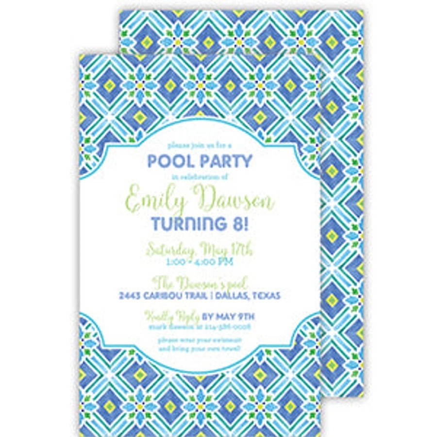 Invitations Rosanne Beck | Handpainted Tiles Blue And Green Large Flat Invitation