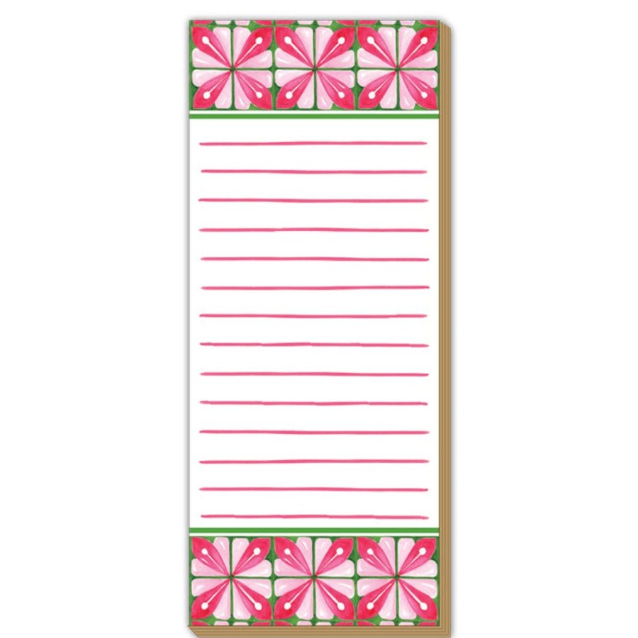 Notes & Pads Rosanne Beck | Pink And Green Tile Luxe Skinny Pad