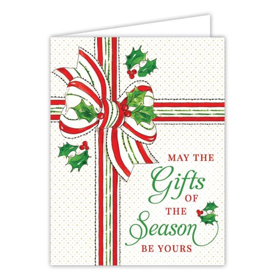 Invitations Rosanne Beck | May The Gifts Of The Season Be Yours Handpainted Package With Bow Greeting Card