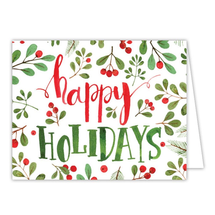 Seasonal Rosanne Beck | Happy Holidays Berry Sprigs Greeting Card