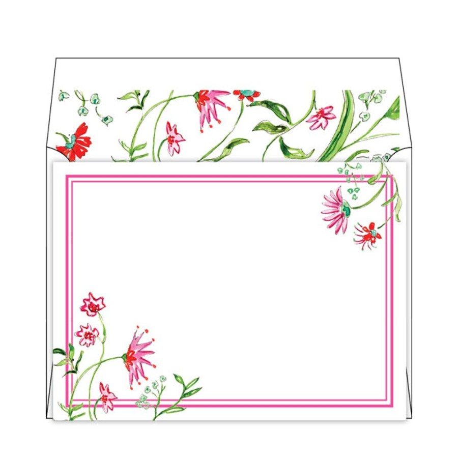 Notes & Pads Rosanne Beck | Mixed Floral Pink Flat Note Stationery