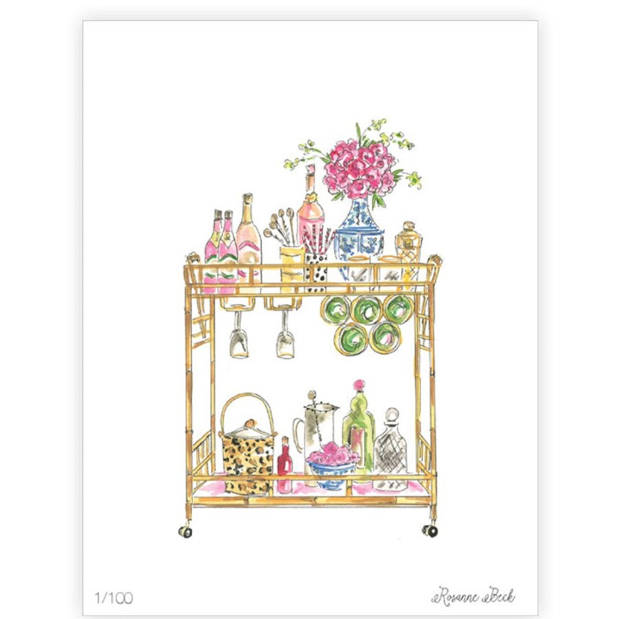 Home & Entertaining Rosanne Beck | Handpainted Champagne Bar Cart Art Print