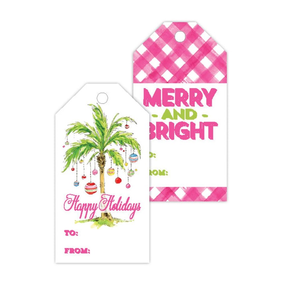 Seasonal Rosanne Beck | Merry And Bright Happy Holidays Gift Tags