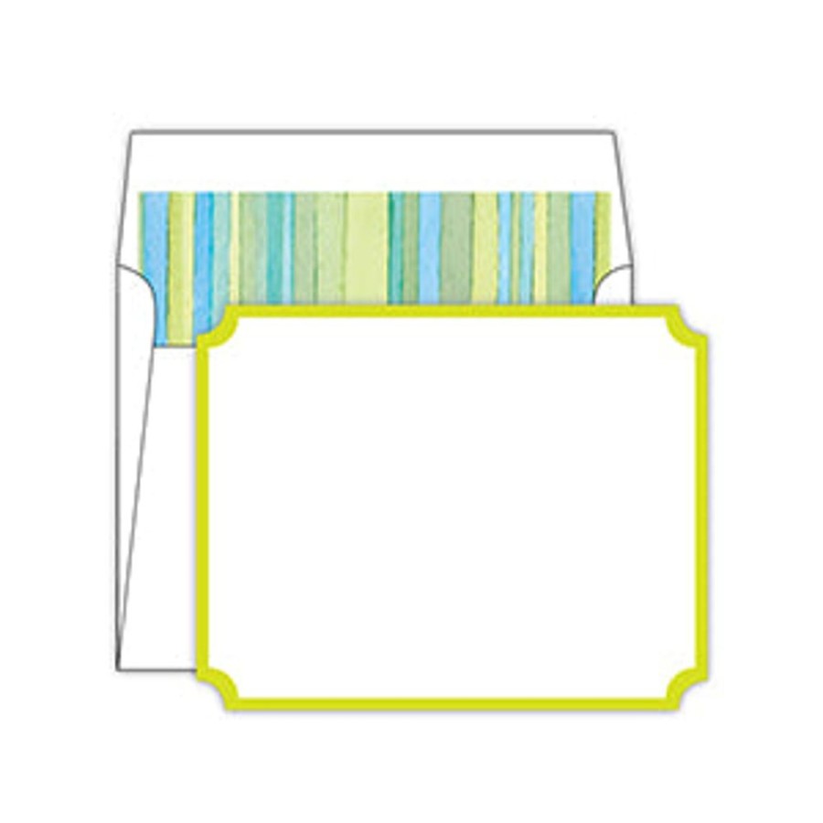 Notes & Pads Rosanne Beck | Watercolor Stripe Green Die-Cut Social Set