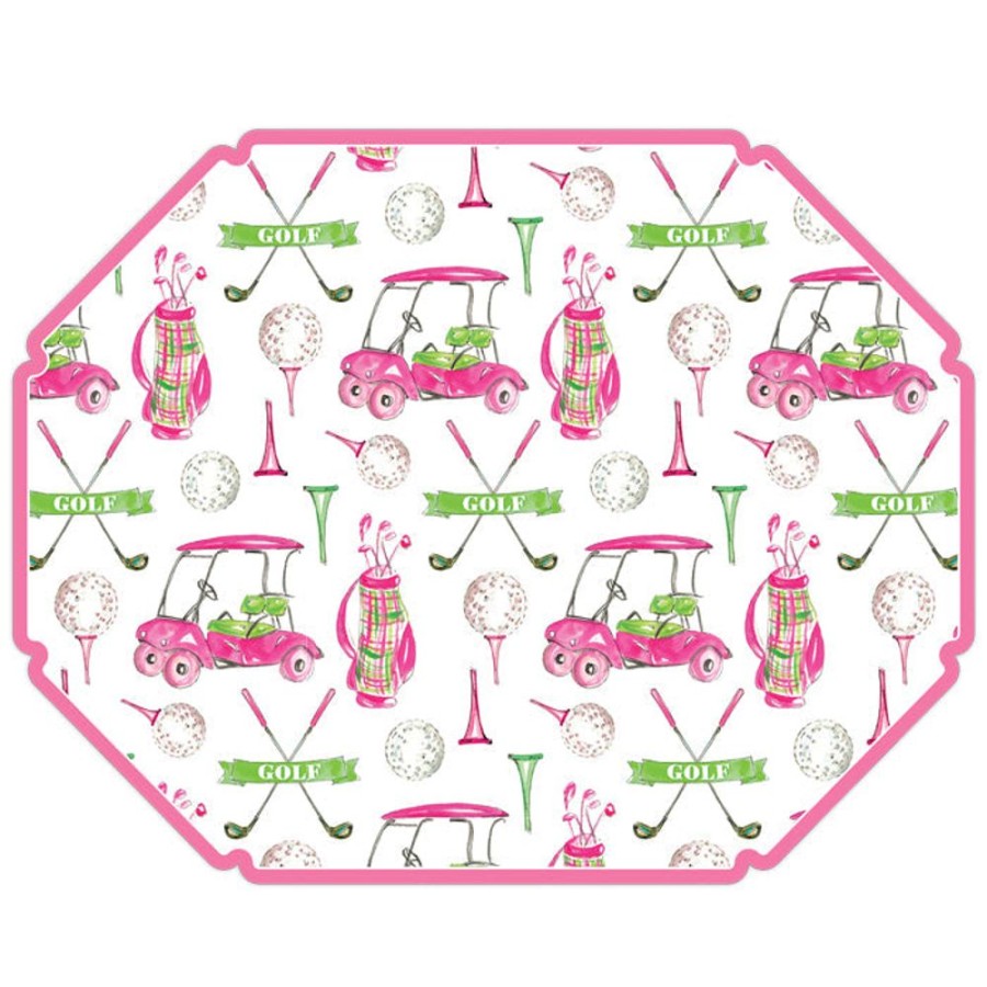 Home & Entertaining Rosanne Beck | Pink Golf Cart Posh Die-Cut Placemats