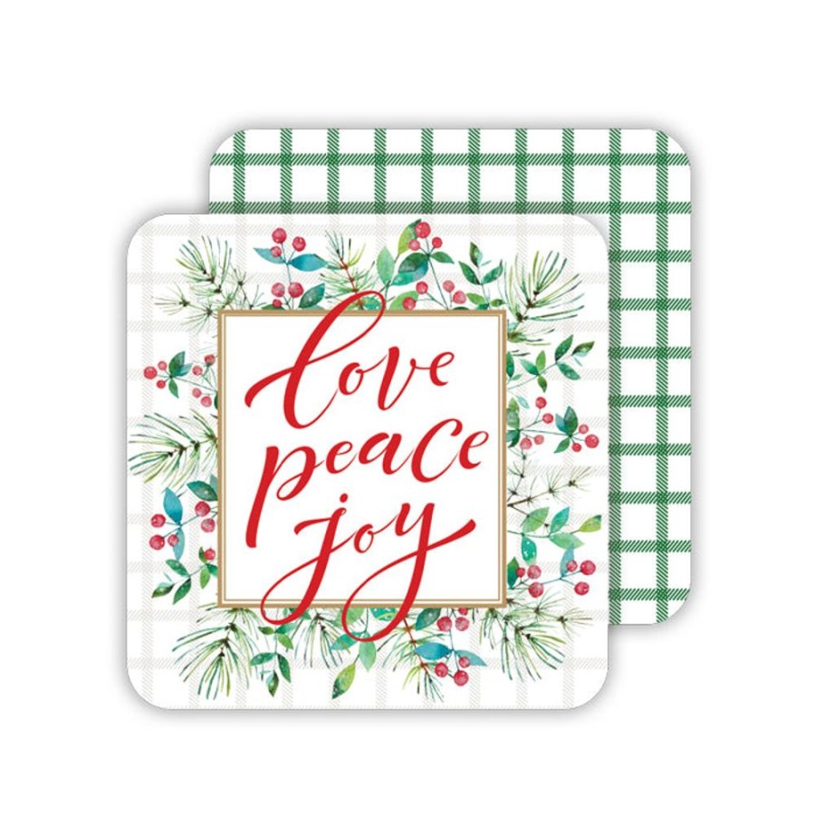 Seasonal Rosanne Beck | Love Peace Joy Paper Coasters