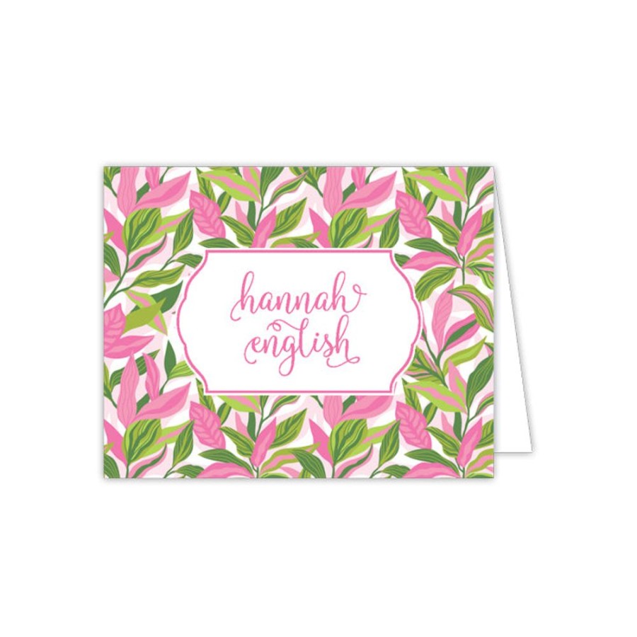 Notes & Pads Rosanne Beck | Pink And Green Abstract Greenery Folded Note