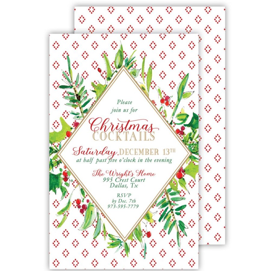 Seasonal Rosanne Beck | Christmas Floral Large Flat Invitation