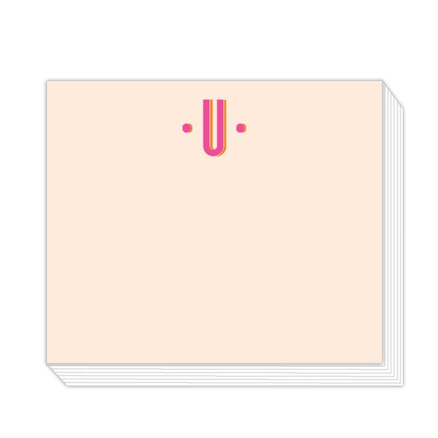 Monograms Rosanne Beck | Color Block Monogram U Notepad