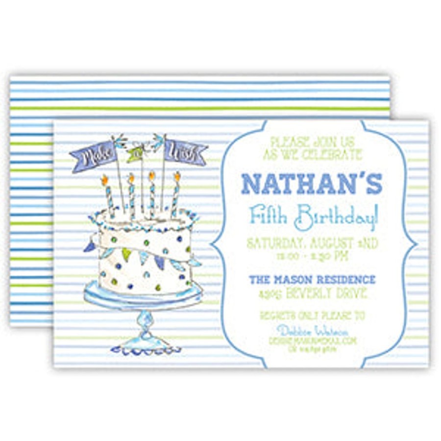 Invitations Rosanne Beck | Party Birthday Cake Blue Large Flat Invitation