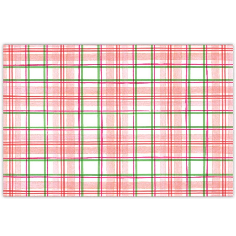 Seasonal Rosanne Beck | Red Yellow And Green Pastel Plaid Placemat