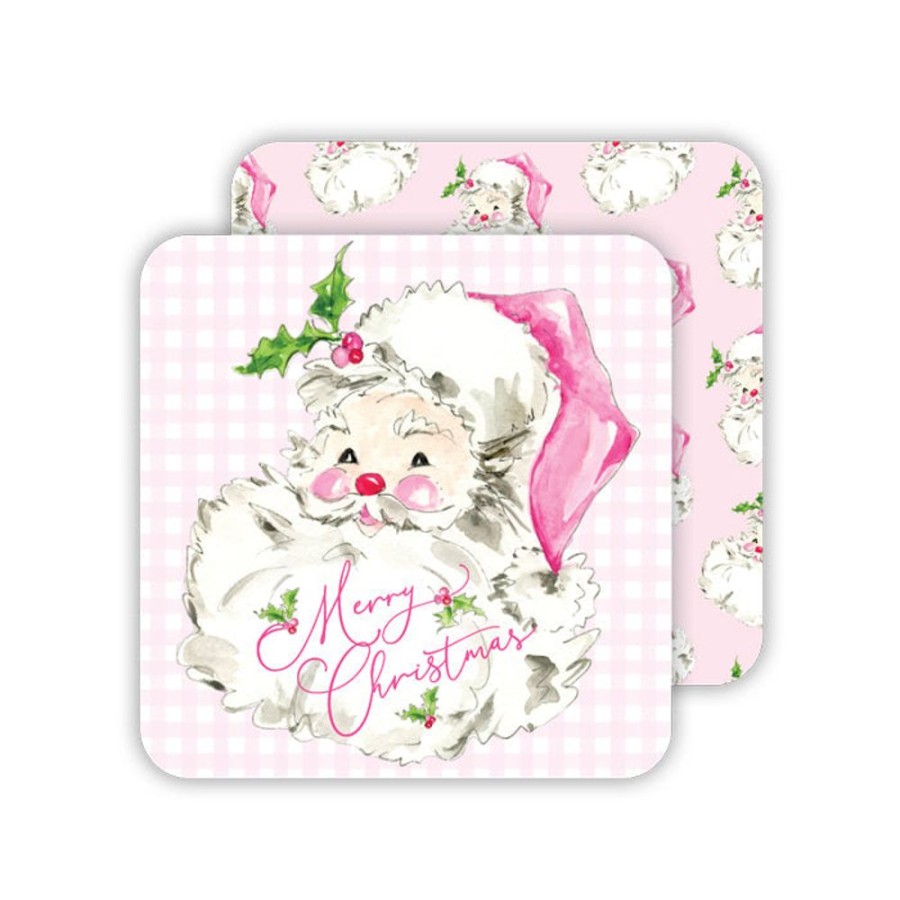 Home & Entertaining Rosanne Beck | Pink Santa Paper Coasters