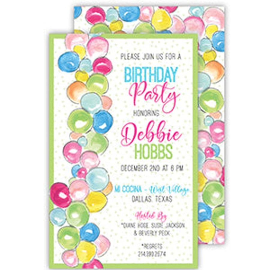 Invitations Rosanne Beck | Multi Color Balloons Large Flat Invitation