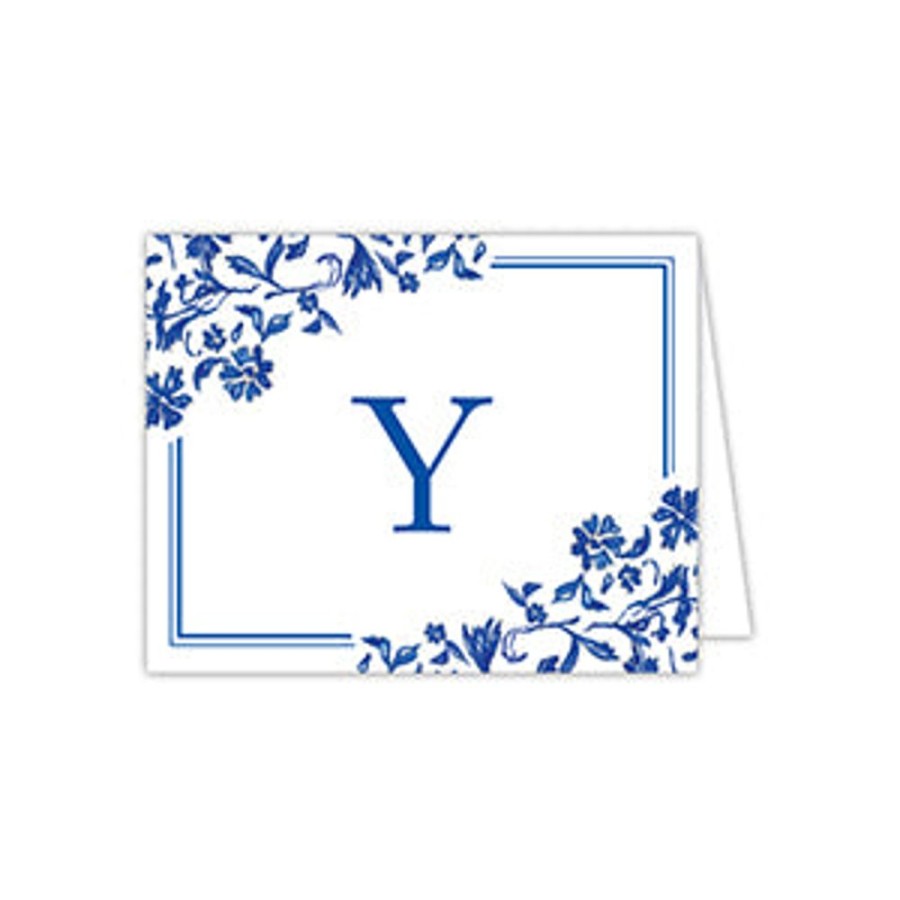 Notes & Pads Rosanne Beck | Blue And White Monogram Y Folded Note