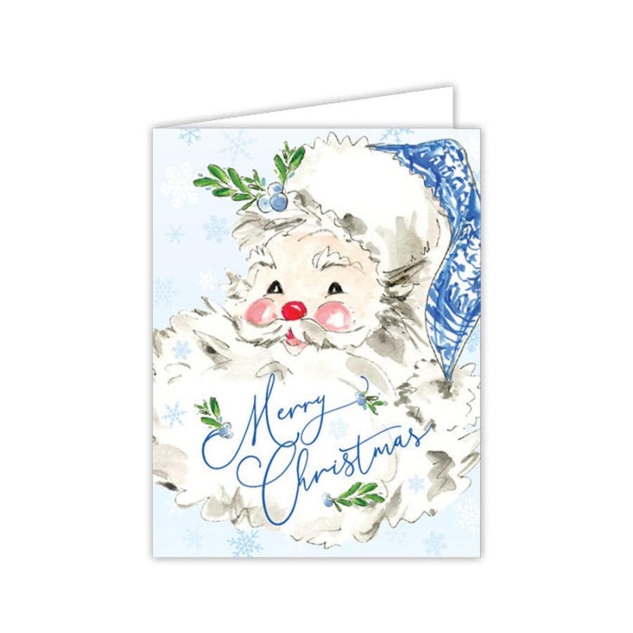 Seasonal Rosanne Beck | Blue & White Santa Greeting Card