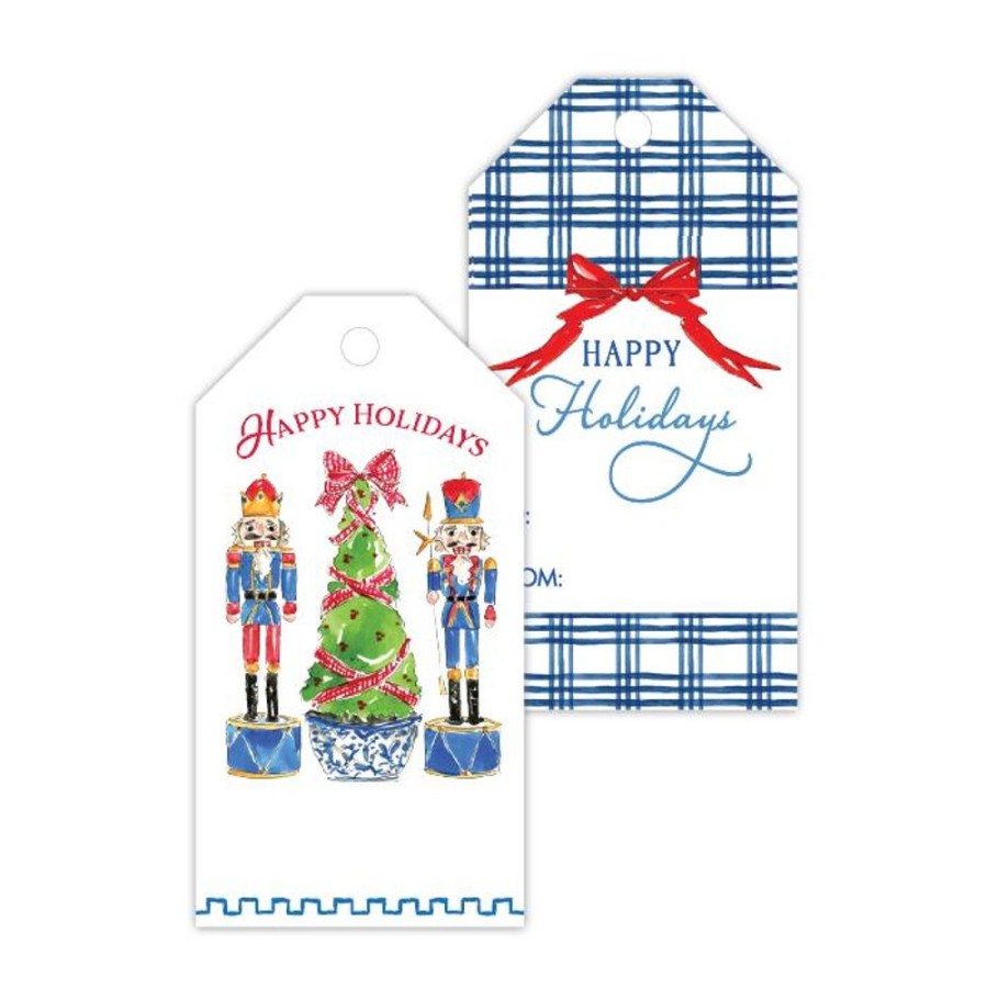 Seasonal Rosanne Beck | Happy Holidays Nutcracker Duo/Happy Holidays Blue Plaid Gift Tags