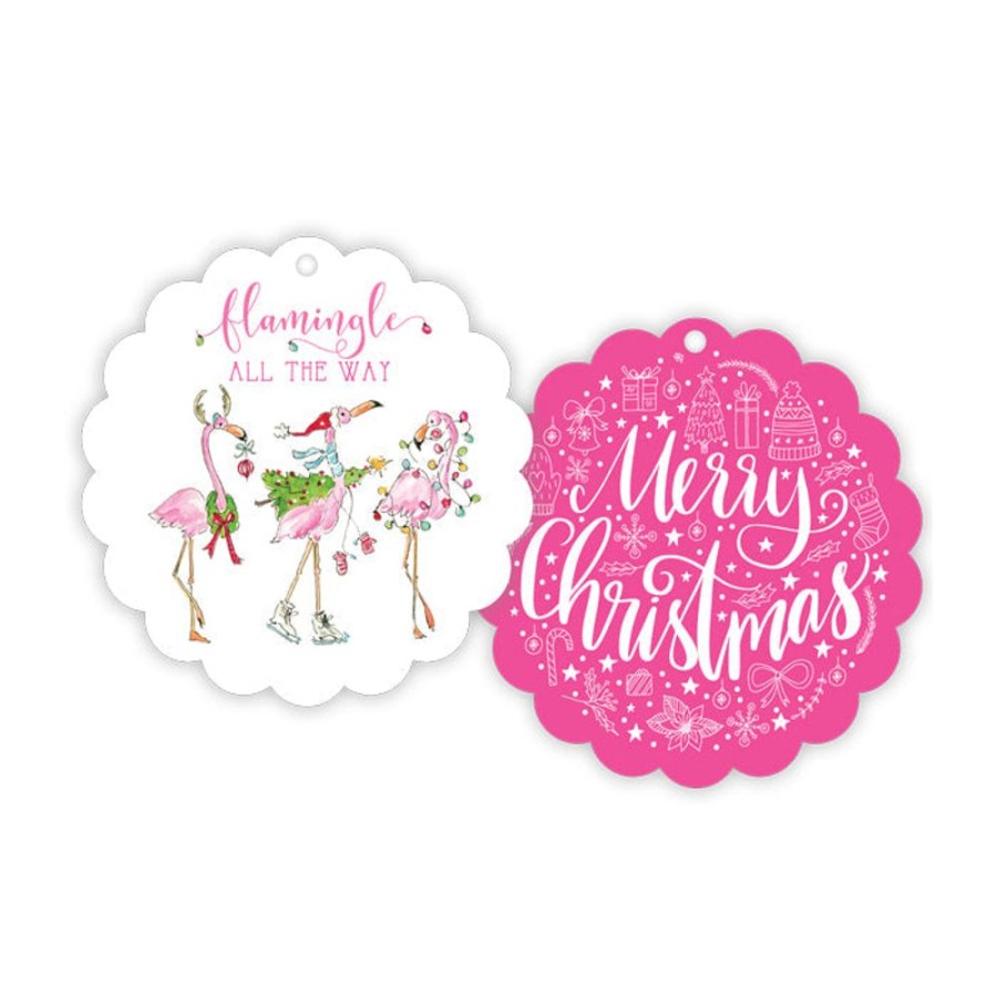 Seasonal Rosanne Beck | Flamingle All The Way Scalloped Gift Tags