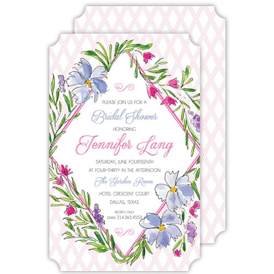 Invitations Rosanne Beck | Floral Iris Handpainted Large Die-Cut Invitation