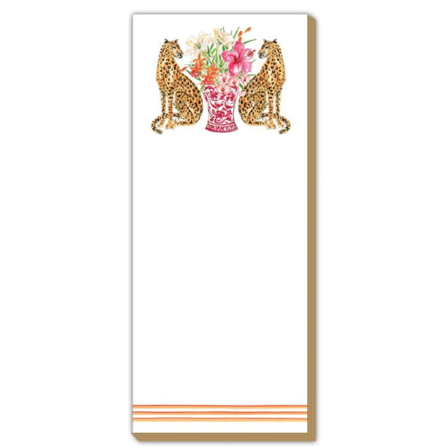 Notes & Pads Rosanne Beck | Cheetah Floral Vase Luxe Skinny Pad