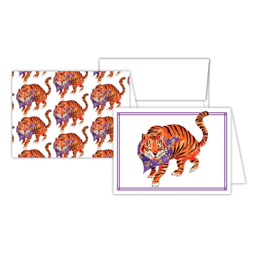 Seasonal Rosanne Beck | Purple & Gold Tiger Stationery Notes