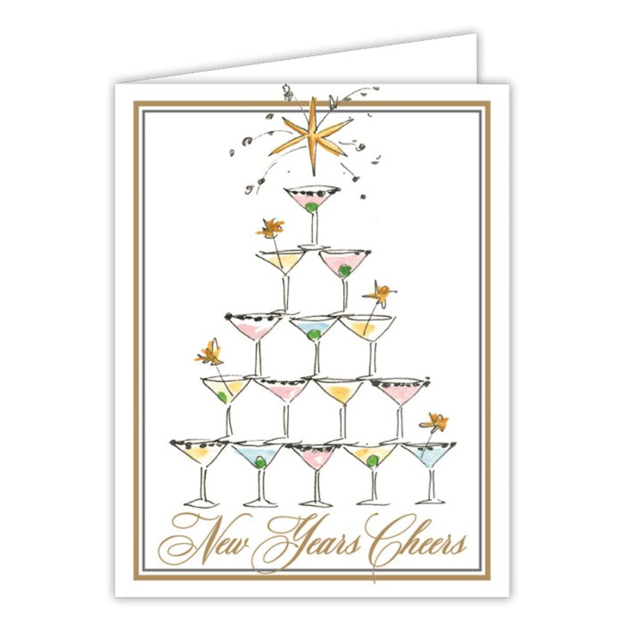 Invitations Rosanne Beck | New Years Cheers Champagne Tower Small Folded Greeting Card