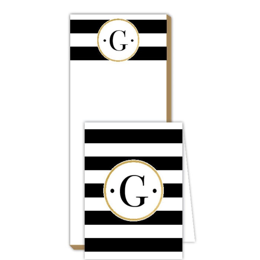 Monograms Rosanne Beck | Black Stripe G Notepad | Noteset