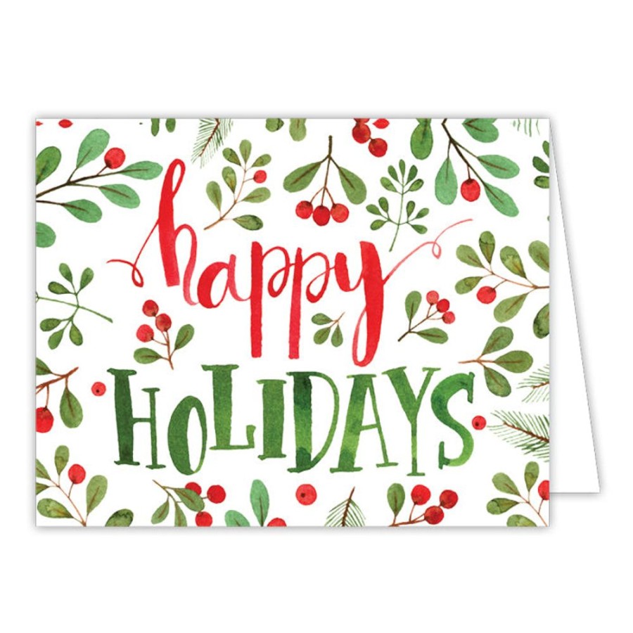 Invitations Rosanne Beck | Happy Holidays Berry Sprigs Greeting Card