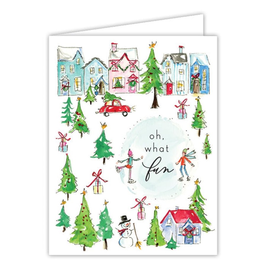 Seasonal Rosanne Beck | Oh What Fun Snow Village Greeting Card