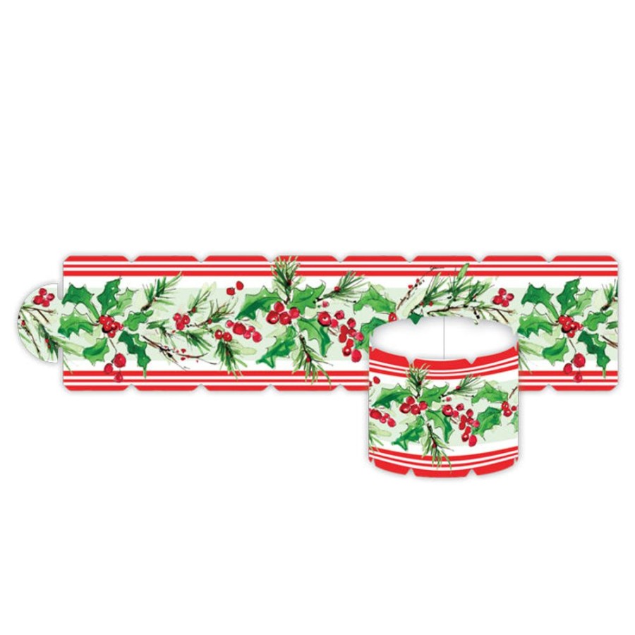 Home & Entertaining Rosanne Beck | Holiday Berries Pattern Stripe Napkin Ring