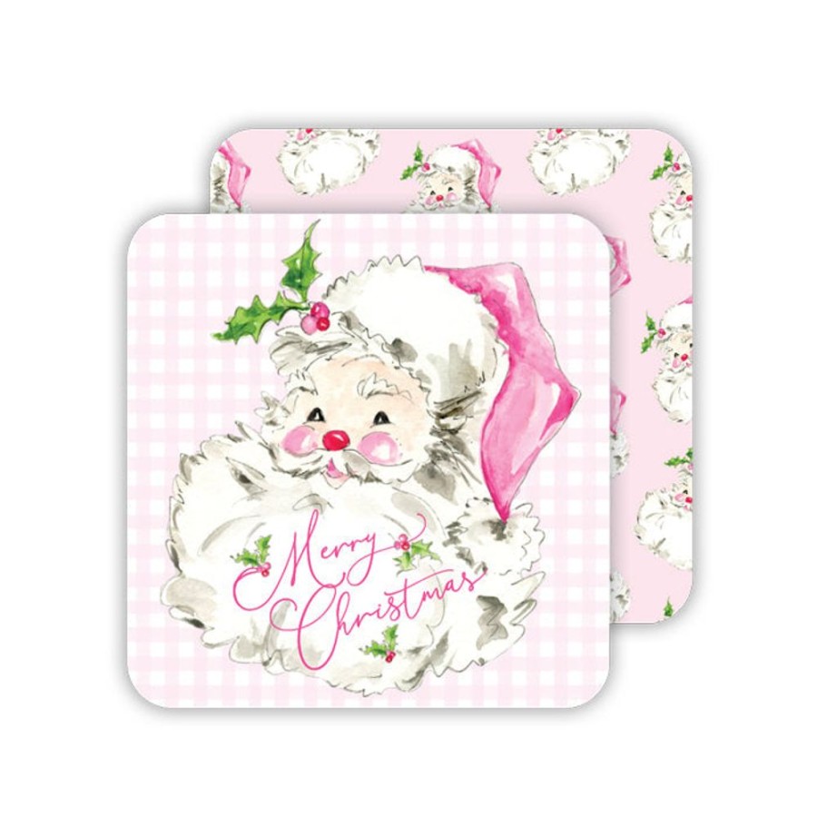 Seasonal Rosanne Beck | Pink Santa Paper Coasters