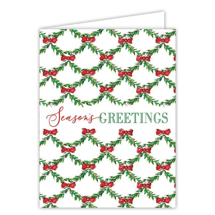 Seasonal Rosanne Beck | Season'S Greeting Handpainted Holly Lattice Greeting Card