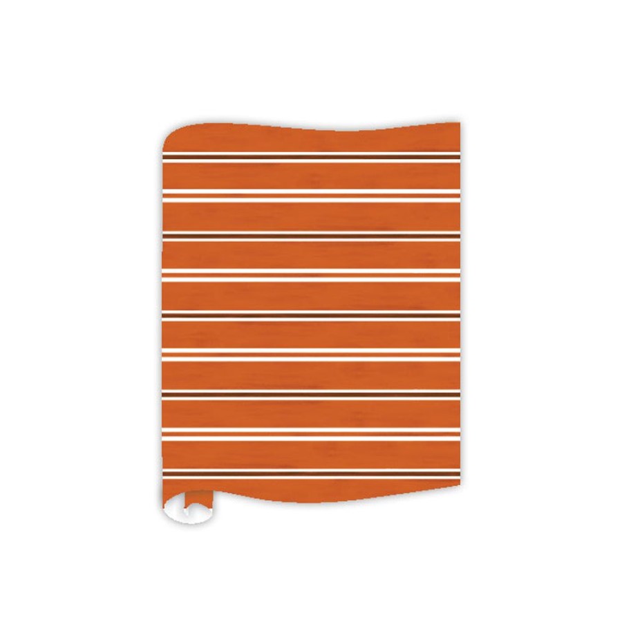 Seasonal Rosanne Beck | Burnt Orange & White Stripe Table Runner