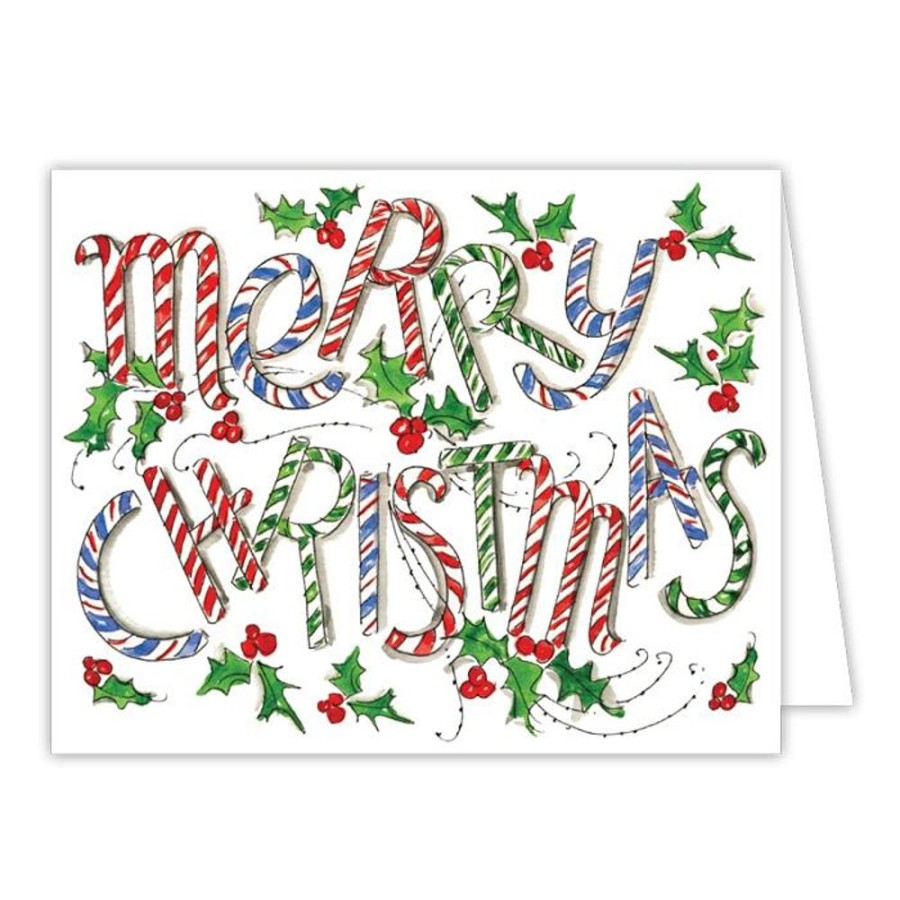 Invitations Rosanne Beck | Merry Christmas Handpainted Candy Canes Greeting Card