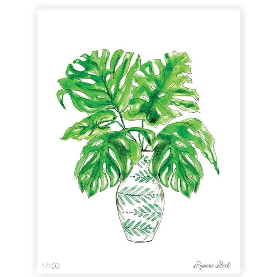 Home & Entertaining Rosanne Beck | Potted Palm Seafoam Watercolor Art Print