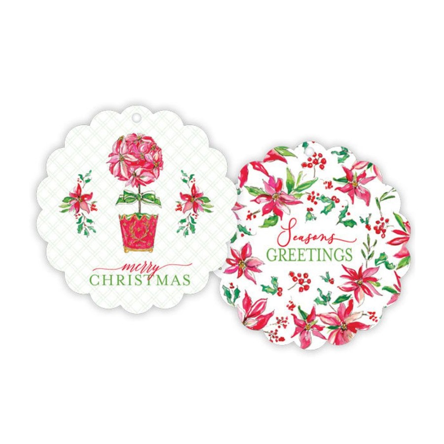 Seasonal Rosanne Beck | Holiday Poinsettia Scalloped Gift Tags