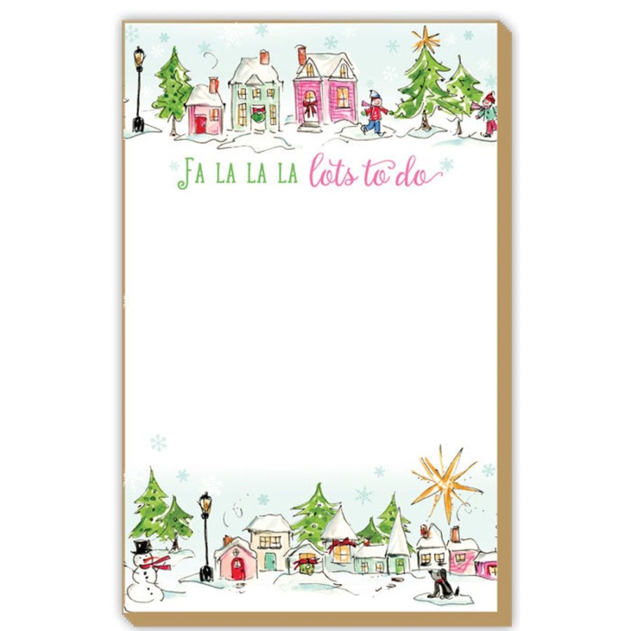 Seasonal Rosanne Beck | Pink Snowy Village Luxe Large Notepad