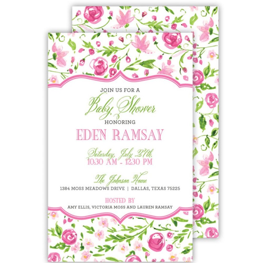 Invitations Rosanne Beck | Pink Floral Border 410-2710