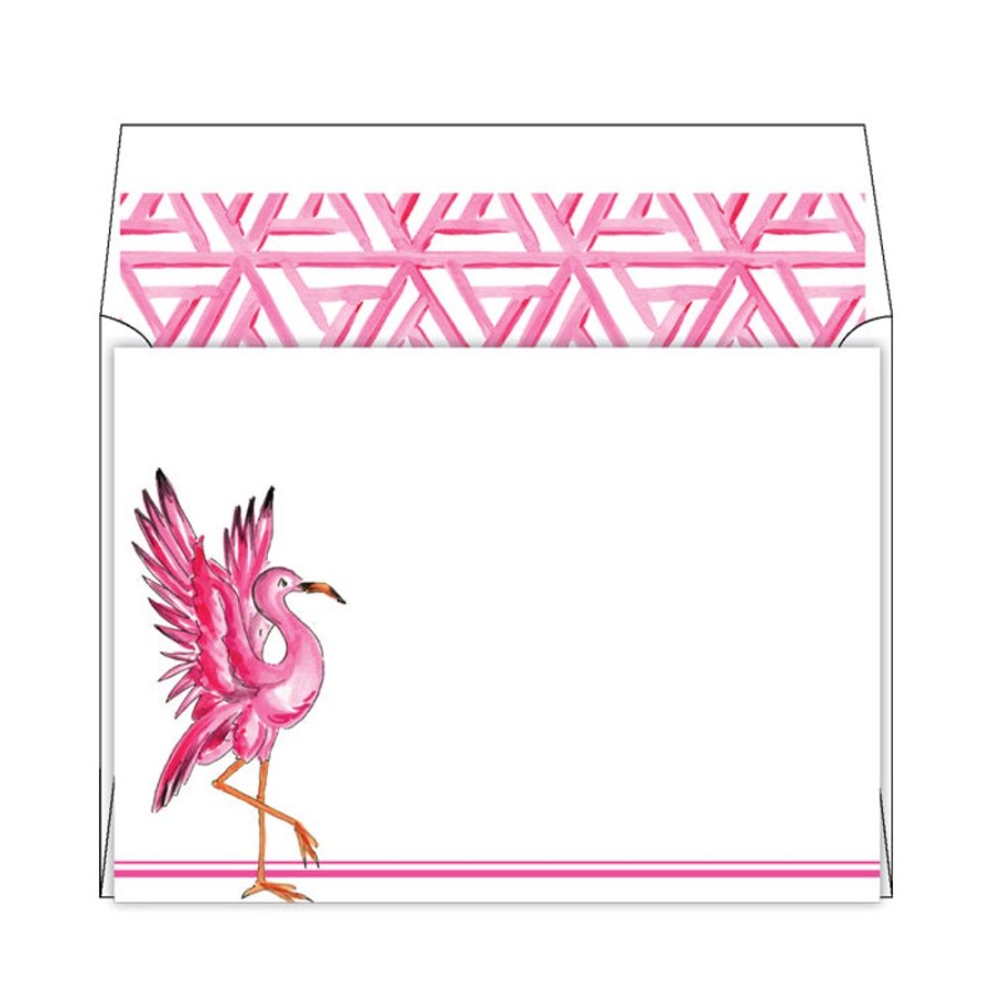 Notes & Pads Rosanne Beck | Handpainted Flamingo Flat Note Stationery