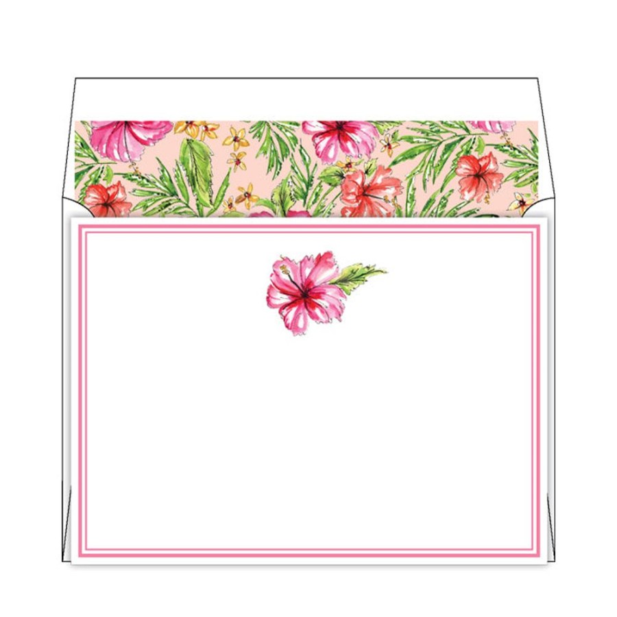 Notes & Pads Rosanne Beck | Handpainted Hibiscus Flat Note Stationery