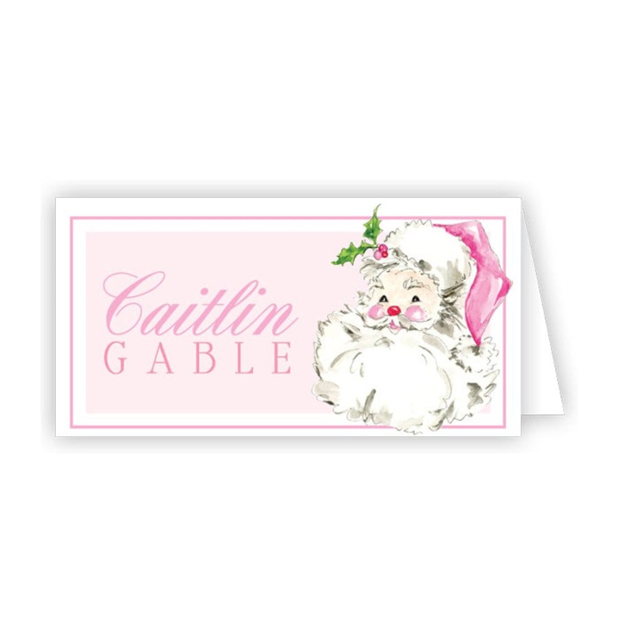 Seasonal Rosanne Beck | Pink Santa Place Card