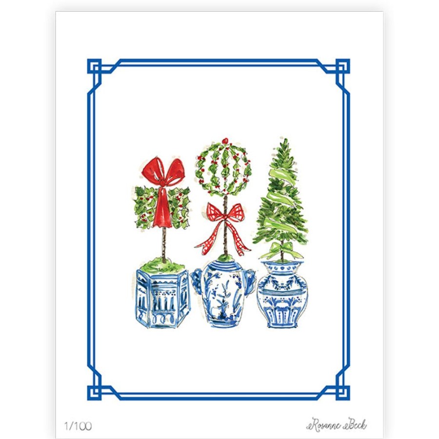 Seasonal Rosanne Beck | Holiday Topiary Trio Art Print