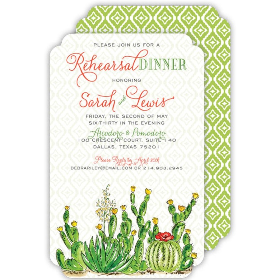 Invitations Rosanne Beck | Handpainted Cactus Large Die-Cut Invitation