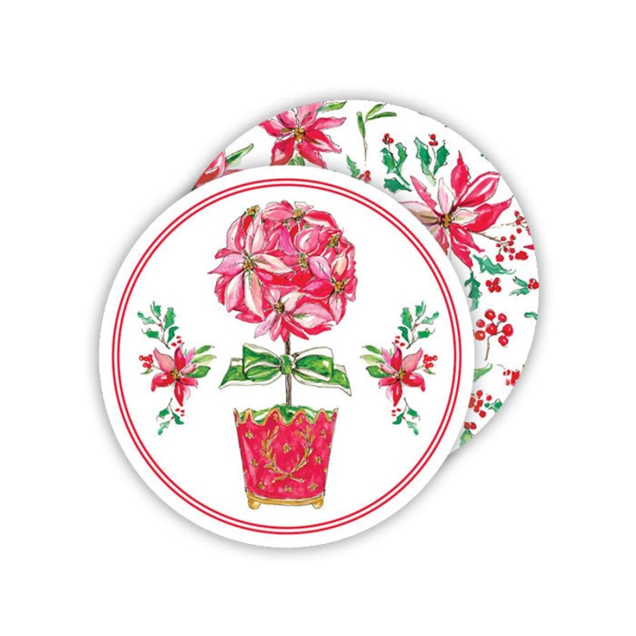 Seasonal Rosanne Beck | Holiday Poinsettia Paper Coasters