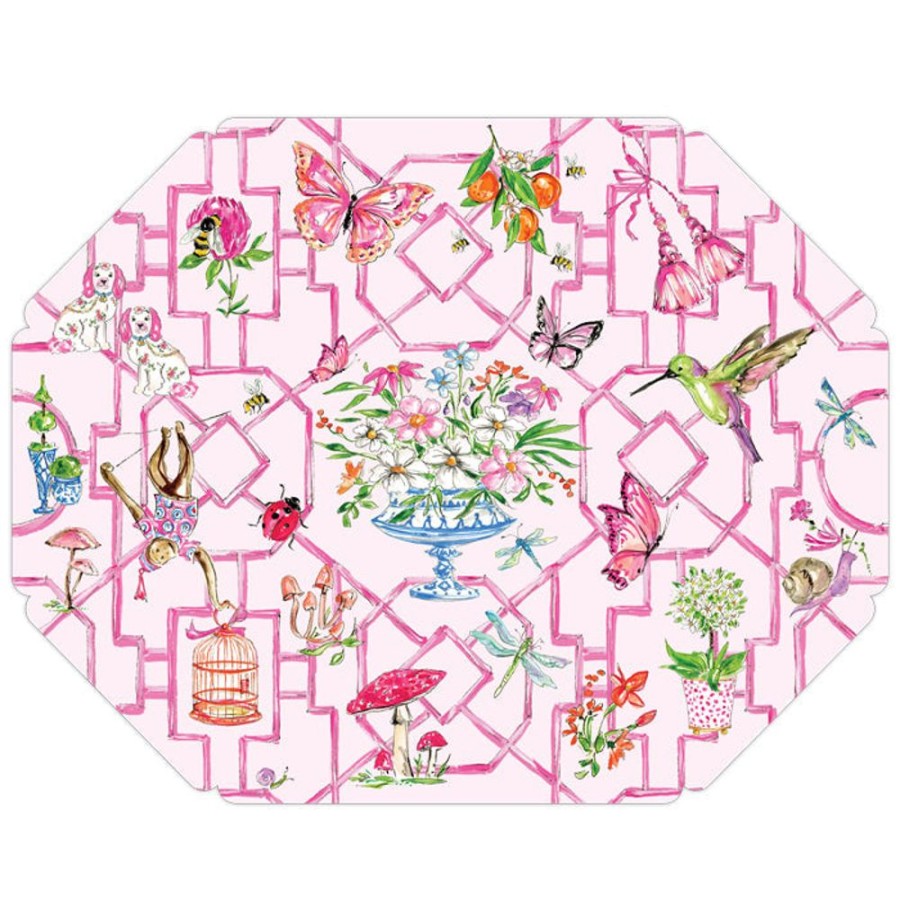 Home & Entertaining Rosanne Beck | Pink Wonderland Trellis Posh Die-Cut Placemats