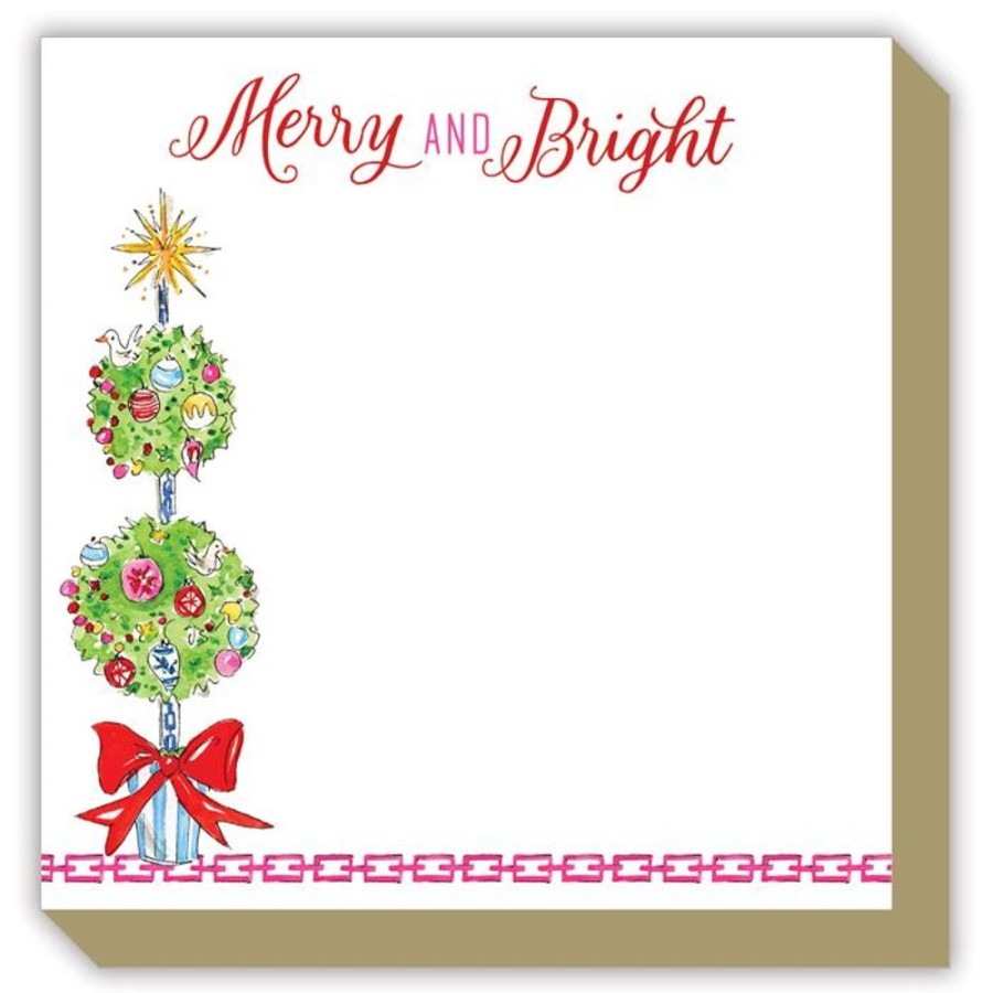 Seasonal Rosanne Beck | Handpainted Merry And Bright Topiary Luxe Pad